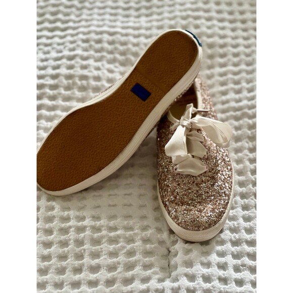 Keds x Kate Spade Gold Glitter Lace Up Shoes Size 5.5 - Wedding day shoes - Picture 3 of 5